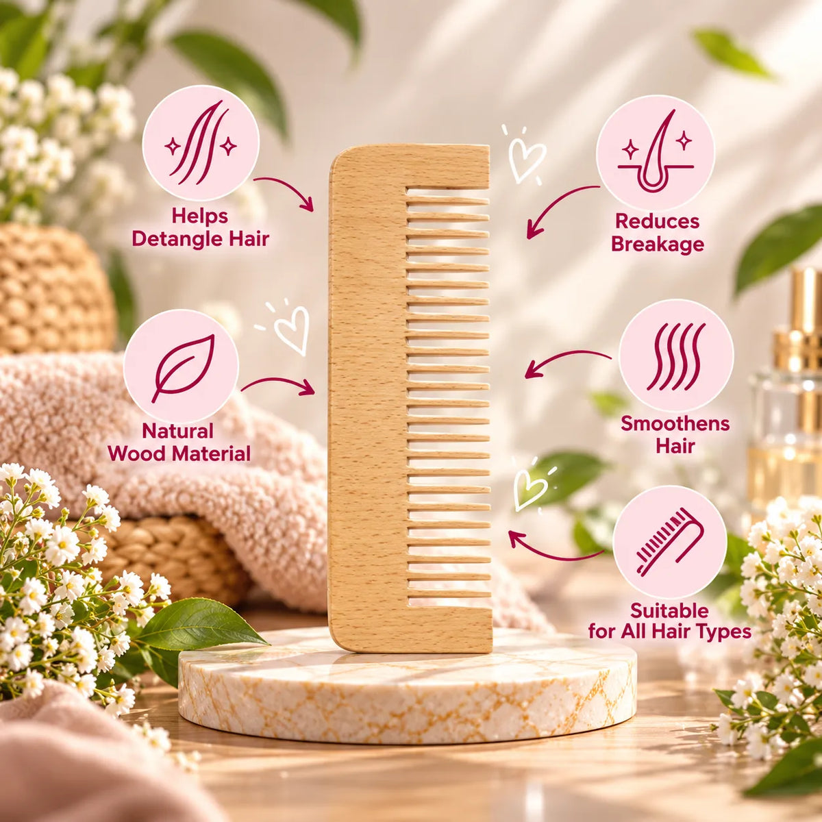 Wooden Hair Comb